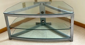 Chrome and Glass Corner Media Stand