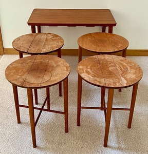 Poul Hundevad Danish Mid Century Table with Tuck Under Tables - Mid Century Nest of Teak Tables