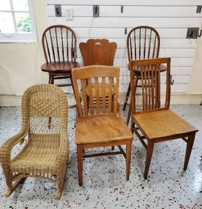Six Wood Chairs
