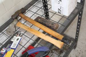 lot 349 image: Lot of (3) Hand Tools - Hatchet, Hammer, Splitting Wedge