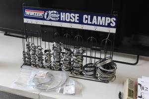 lot 421 image: Hose Clamp Rack w Various Hose Clamps