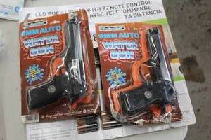 lot 444 image: Lot of (2) Imperial Toy Company The Real Stuff 9mm Auto Water Gun (in original packaging)