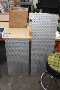 lot 473 image: Lot of (2) Metal Peg Board Grates with Hooks