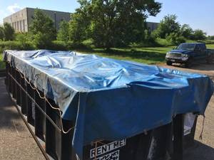 lot 18 image: Blue Rubberized Tarp 18ft x 8ft