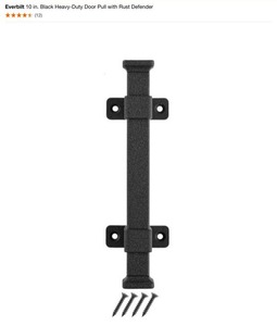lot 5 image: (2) Everbilt 10 in. Black Heavy-Duty Door Pull with Rust Defender. See Pictures