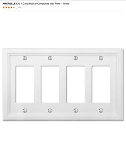 lot 12 image: AMERELLE Elly 4 Gang & 2 Gang Rocker Composite Wall Plates - White. See Pictures