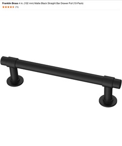 lot 26 image: (13) Franklin Brass 4 in. (102 mm) Matte Black Straight Bar Drawer Pull (10-Pack). See Pictures