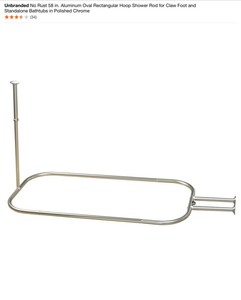 lot 31 image: Unbranded No Rust 58 in. Aluminum Oval Rectangular Hoop Shower Rod for Claw Foot and Standalone Bathtubs in Polished Chrome & Other Goods See Pictures