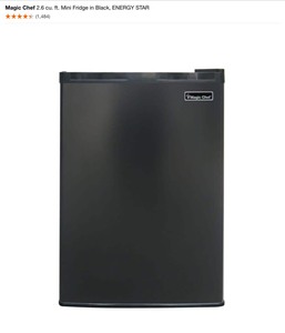 lot 41 image: Magic Chef 2.6 cu. ft. Mini Fridge in Black, ENERGY STAR. See Pictures