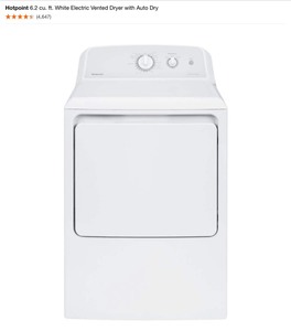 lot 51 image: Hotpoint 6.2 cu. ft. White Electric Vented Dryer with Auto Dry. See Pictures