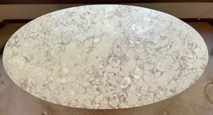lot 54 image: Vintage Oval Marble Top Coffee Table