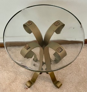 lot 59 image: Petite Brass Table with a Glass Top
