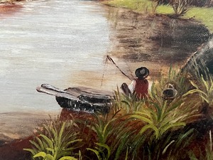 lot 18 image: Antique Oil on Board Scenic Painting