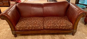 lot 98 image: Leather Accented Sofa