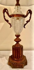 lot 146 image: Pair of Vintage Hollywood Regency Style Lamps with Figural Handles