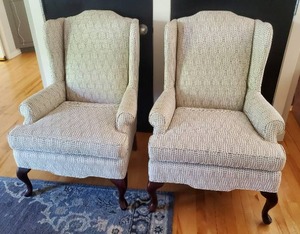 lot 18 image: Pair Of Upholstered Arm Chairs