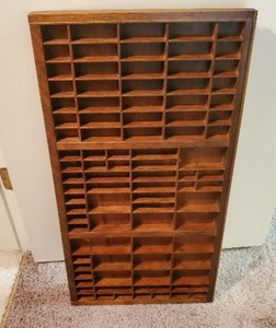 lot 55 image: Antique Wall Hanging Letter Box Tray from Printing Press