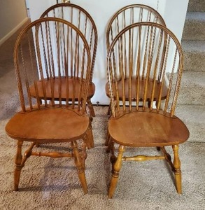lot 70 image: Four Wood Dining Chairs
