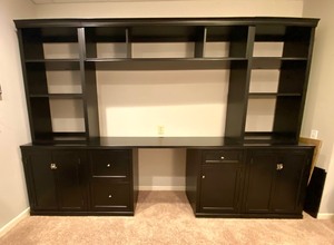 lot 500 image: Pottery Barn Logan Desk with bookcase bridge.