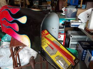 Flame Painted Mailbox With Flag Hardware