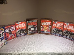 lot 32 image: Collection of Frosted Flakes and Wheaties Sport Cereal Boxes