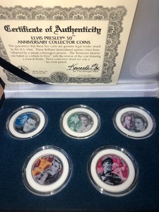lot 54 image: Elvis Presley Five Statehood Quarter Dollars Special Edition