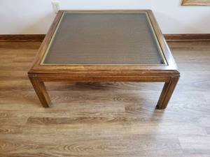 lot 19 image: Glass Top Ratann Coffee Table