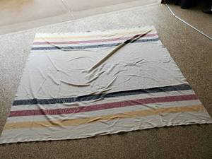 lot 3 image: Vintage Faribault King Size Mulit-Stripe Wool Blanket
