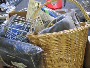 box of bike bags and baskets...