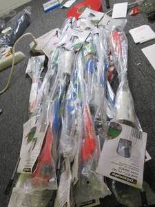 lot of bike safety flags ...