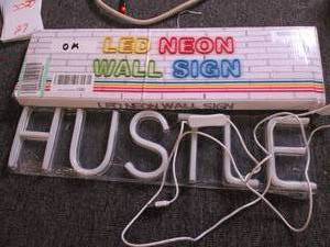 LED neon wall hustle sign tested an...