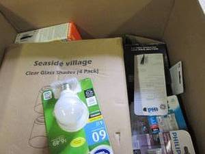 box of lights and clear glass shade...