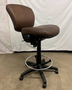 MSRP $1400 High Quality &amp Performance Via Seating Company Adjustable Height, Back &amp Tilt Seat Mobile Task ChairStool With Adjustable Foot Ring Base - Extra Thick Seat &amp Back Padding - Great Condition No Stains or Tears