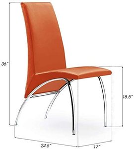 lot 16 image: Pemberly Row Faux Leather Dining Chair in Orange (Set of 2)