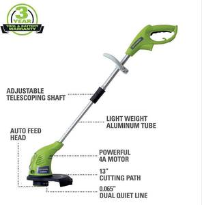 lot 124 image: Greenworks 4 Amp 13 Corded Electric String Trimmer