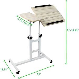 lot 127 image: Mind Reader Adjustable Rolling Standing Desk wLocking Wheels, White