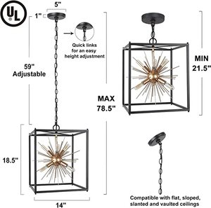 lot 14 image: Optimant Sputnik Starburst 6 Light Chandelier, Black and Gold