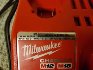 Milwaukee M-12, M18 battery charger, New