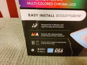Nutone color changing LED bathroom fan, NEW open box