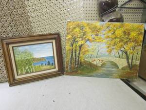 lot 21 image: (B-3) 2 Oil Paintings 1 Framed 17 1...