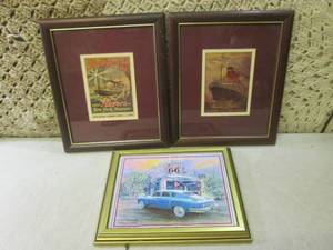 lot 23 image: (B-3) 2 Framed Vintage Post Cards a...