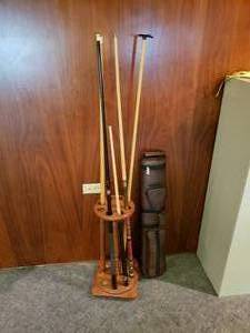 lot 14 image: Pool Cues, Stand and Cue Case