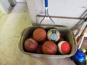 lot 181 image: Tote of Balls and Tennis Racket