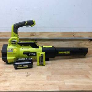 lot 3 image: RYOBI 40V Brushless 125 MPH 550 CFM Cordless Battery Whisper Series Jet Fan Blower w Battery & Charger