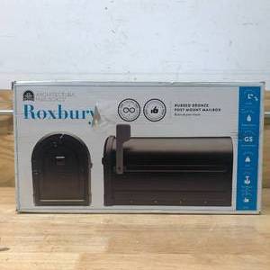 lot 49 image: ARCHITECTURAL MAILBOXES Roxbury Rubbed Bronze Post Mount Mailbox