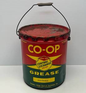 Vintage Farmers Union Central Exchange Co-Op Grease Can ( Awesome Colors) (Empty)