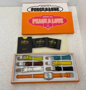 Invicta Peace And Love Leather Womens Watch Set, Multiple Bands NIB