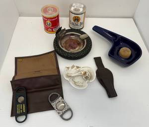 Group Of Cigar, Ashtrays And Unopened Tobacco Cans