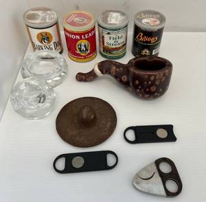 Group Of Cigar, Ashtrays And Unopened Tobacco Cans