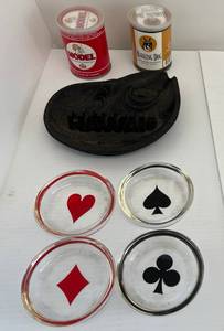 Group Of Misc. Ashtrays And Unopened Tobacco Cans